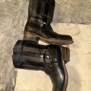 Frye Black Leather Combat Boots Anniversary